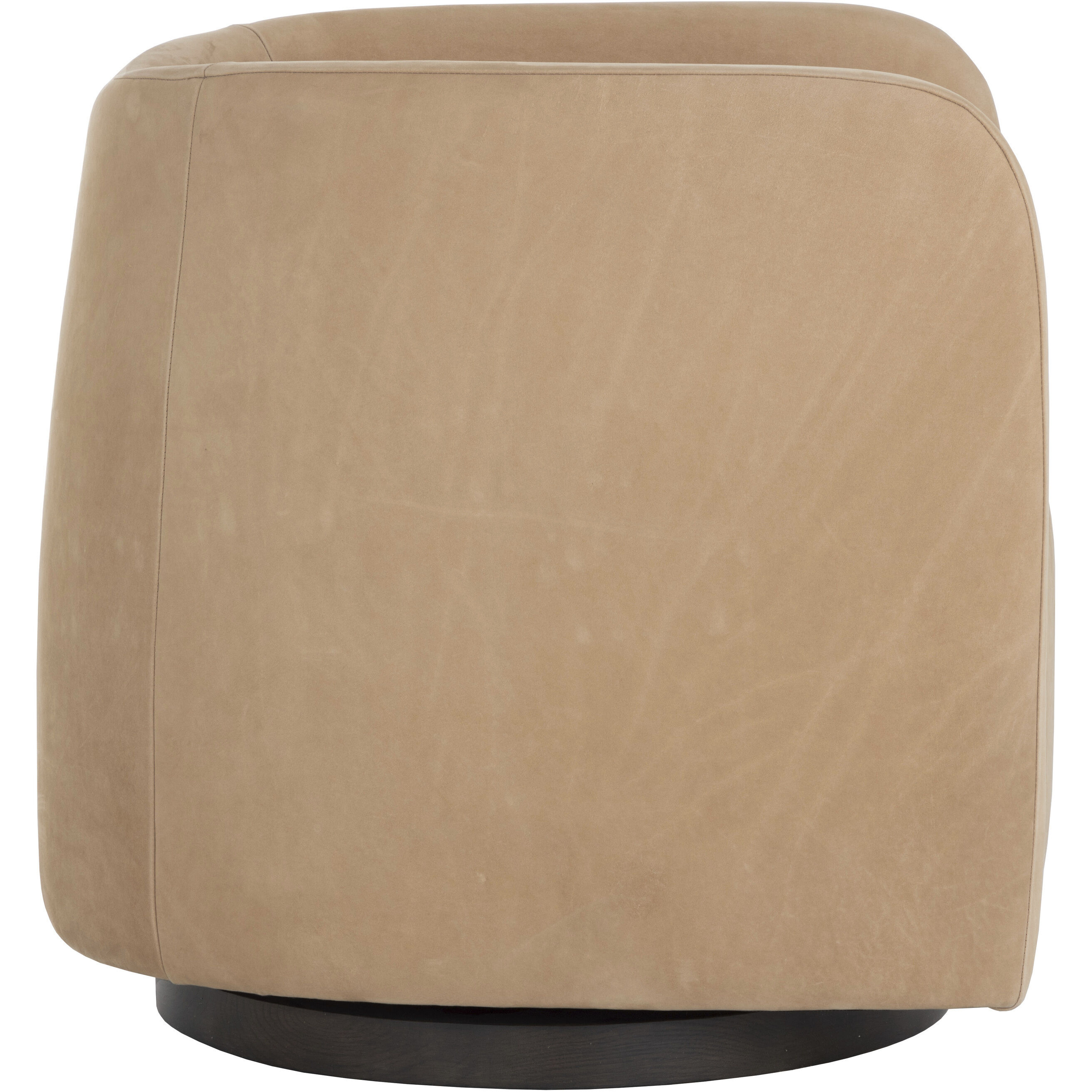 Emilie Nubuck Tan Leather Swivel Lounge Chair